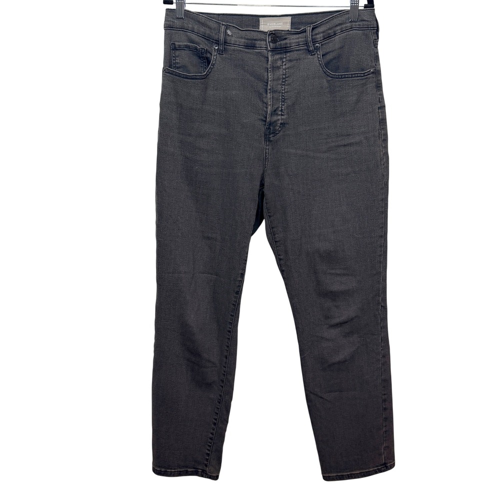 Everlane High-Rise Slim-Straight Jeans Womens 32 Regular Black Cigarette Denim